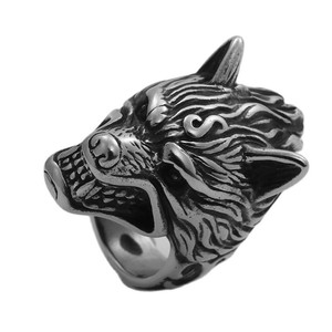 yunnique <b>Wolf</b> Head <b>Ring</b> Stainless Steel Men's Jewelry Retro Silver Animal Shape Gift - Product Image 5