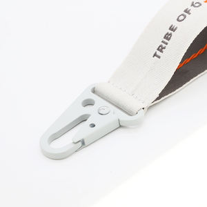 高品質 グレー イーグルビークフック 刺繍 織り キーチェーンストラップ ステッチ 両面ジャカード ショートランヤード - Product Image 4