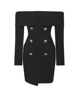 <span class=keywords><strong>Abito</strong></span> blazer <span class=keywords><strong>nero</strong></span> sottile Mini <span class=keywords><strong>abito</strong></span> a maniche lunghe doppio breaste classico da donna - Product Image 6