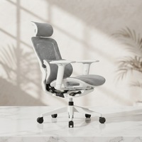 Chaise de bureau de luxe moderne à dossier haut en maille avec design ergonomique confortable, appui-tête réglable, fonction pivotante et repose-pieds inclus