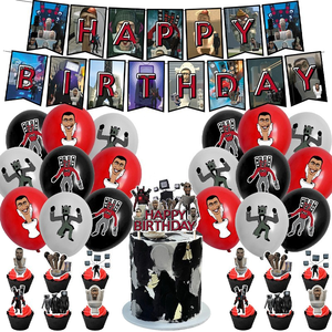 Décoration de fête d'<span class=keywords><strong>anniversaire</strong></span> et de remise de diplôme sur le thème des toilettes, ensemble de ballons et d'inserts de gâteau en papier jetable, drapeau d'horreur pour garçon - Product Image 1