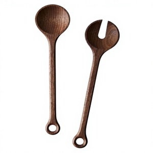 Ensemble de 2 Cuillères à Salade en Bois d'Acacia Écologique Marron Foncé 2026, Résistant au Lave-Vaisselle, au Micro-ondes et au Four, Accessoires de Cuisine Star - Product Image 2