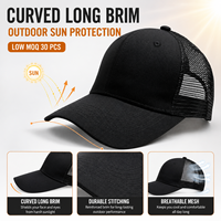 Ademend outdoor 6-panel mesh petje met katoenen voorkant, verstelbare gebogen klep, zonbescherming, op maat gemaakte pet