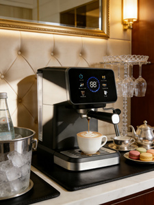 Cafetera Espresso Semiautomática Inteligente con Pantalla Táctil Programable de 20 Bares, para Café Frío, de Aluminio, para Uso en Exteriores y Hogar - Product Image 1