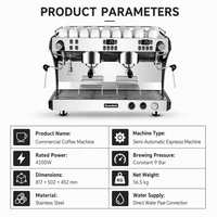 Mesin Kopi Espresso Komersial 9 Bar Semi Otomatis Italia dengan Pompa Stainless Steel