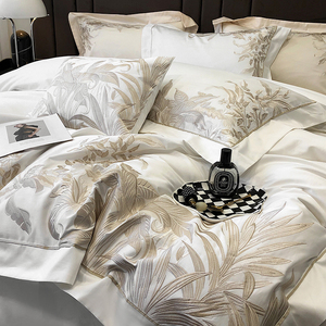 Piumino in microfibra di lusso letto matrimoniale in una borsa Set 4 pezzi <span class=keywords><strong>copripiumino</strong></span> in fibra di latte Set biancheria da letto in cotone bianco - Product Image 5