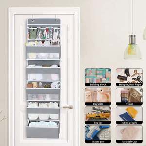 Door Hanging Organizer Nursery Closet Cabinet Baby Storage with 4 Large Pockets and 3 Small PVC Pockets for Cosmetics Sundries - Product Image 2