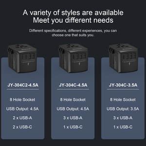 Wontravel Ổ cắm sạc tường đa năng USB 4.5A Bộ chuyển đổi du lịch phổ thông trên toàn thế giới với 2 USB-C 2 USB-A - Product Image 3