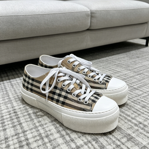 Dropshipping Baskets plateforme en toile de luxe, style créateur à carreaux, bout rond, à lacets, semelle en caoutchouc blanc, style marche, vente en gros - Product Image 1
