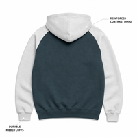Sweat à capuche unisexe zippé contrastant en molleton épais, manches raglan, style streetwear, vente en gros, personnalisation OEM, sweats en gros unisexe