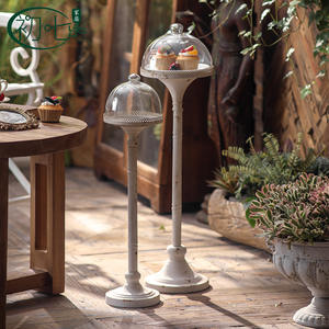 Soporte para postres estilo francés con cúpula de cristal, soporte metálico para exhibir pasteles, plato decorativo vintage para frutas, para panadería, uso en exteriores - Product Image 1