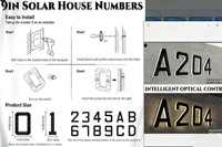 Plaque de numéro de maison solaire étanche de 9 pouces avec indice de protection IP54, éclairage numérique ABCD, best-seller pour l'extérieur