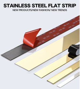 Patti embellecedor de tira plana de acero inoxidable 201 304 con respaldo autoadhesivo para Decoración - Product Image 3