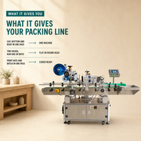 Machine d'étiquetage automatique industrielle en acier inoxydable pour bouteilles plates et rondes, pour le marquage des bouchons et des corps de bocaux alimentaires