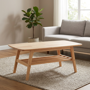Modern Wood <b>Coffee</b> <b>Table</b> With Storage Shelf <b>Scandinavian</b> Design Living Room Furniture Solid Wood Base - Product Image 4