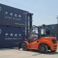 Chariot élévateur diesel JAC 7 tonnes 8M avec cabine fermée, déplaceur latéral et positionneur de fourches pour port et terminal de conteneurs
