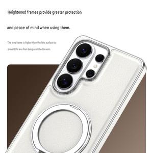 Funda de Teléfono de Cuero PU Magnética con Electrochapado de Lujo para Samsung S26 S22 S23 S24 S25 Ultra con 360 °   Funda Protectora con Soporte para Anillo - Product Image 6