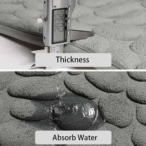 พรมเช็ดเท้าไมโครไฟเบอร์ลายก้อนหินแบบนูน ขายส่ง ลายเรียบ กันลื่น พร้อมเมมโมรี่โฟม สำหรับห้องน้ำ - Product Image 4