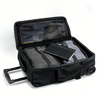 Sac de voyage convertible 2-en-1 noir en gros avec roulettes en aluminium, durable, imperméable en tissu Oxford, avec sangles de sac à dos dissimulées