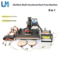 Machine de Transfert Thermique Digitale pour T-shirts Vêtements, Presse à Chaud Manuelle 8 en 1 Plaque 29*38