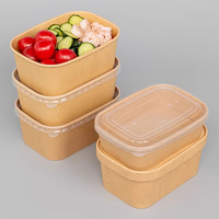 Récipient alimentaire empilable écologique en papier kraft brun pour préparation de repas à emporter avec couvercle.