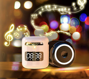 Haut-parleur portable mini sans fil Bluetooth V5.0 avec micro intégré, fonction horloge et lumière LED colorée pour <span class=keywords><strong>la</strong></span> <span class=keywords><strong>musique</strong></span> en extérieur (vente en gros) - Product Image 2