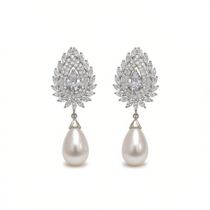 Pendientes de Oro Blanco de Lujo con Perlas Cultivadas del Mar del Sur, Grado AAA, Forma Barroca, Engaste de Garra, para Boda, Plata 925 para Mujer - Product Image 1