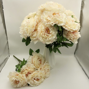 K-0098 autunno arancio peonia foglie e fiori artificiali rosa chiaro peonia fiori finti peonie realistiche per san valentino - Product Image 1