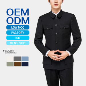 Costume de Zhongshan, uniforme de bureau, <span class=keywords><strong>col</strong></span> chinois, tunique chinoise pour homme, costume noir <span class=keywords><strong>Mao</strong></span>, Traje Chino, costume Zhongshan - Product Image 1