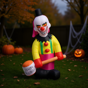 Decoración Inflable de Payaso de Halloween para Jardín, PVC, Decoración Festiva para Exteriores, 1.5 Metros de Altura, con Mazo de Halloween - Product Image 2