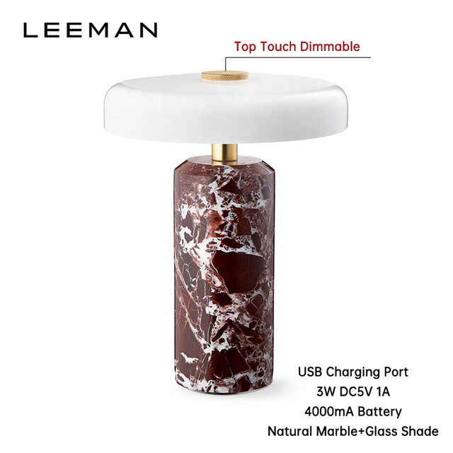 Touch Control Creative Luxury Bedside Marble Table Lamp Modern Rechargeable Stone Home Decor Cordless Table Light for Bar Cafe