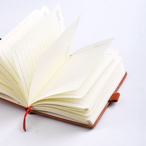 Carnet à couverture rigide en cuir PU avec logo personnalisé imprimé UV, poches doublées cousues, papier épais, 100 feuilles, écriture facile, cadeau promotionnel - Product Image 4