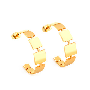 Pendientes de aro con diseño geométrico dorado para mujer, joyería de moda - Product Image 5