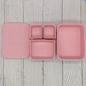 Lunchbox Loncheras Portable Bento Box Silicone Kids Lunch Tray With Cover Dinner Tray