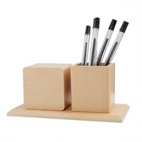 Horloge de table numérique LED lumineuse moderne en bois avec contrôle sonore, thermomètre et porte-stylo
