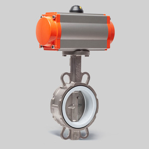 Vanne papillon pneumatique East DN50 en acier inoxydable 304, raccord à collier, siège en caoutchouc PTFE, type température ambiante - Product Image 2