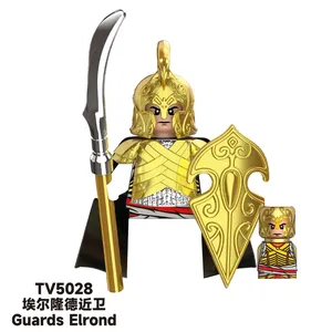 Figuras de Acción Miniatura de <span class=keywords><strong>Guerrero</strong></span> Élfico CustFig MOC, Bloques de Construcción, Accesorios de Caballeros Militares Medievales, Escudos, Arco, Lanza, Espada, ABS - Product Image 2