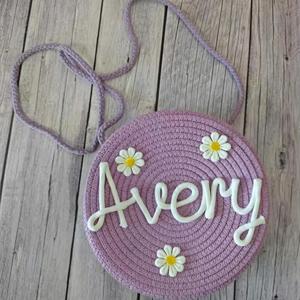 Bolso Bandolera Personalizado de Paja Tejida con Nombre Bordado, Cierre de Cremallera, Bolsillo Interior sin Forro, para Niñas, Viajes, Playa - Product Image 5