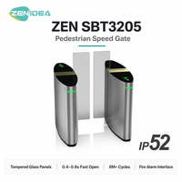 Barrière pivotante ZEN3205 en acier inoxydable, ouverture rapide en 0,4s, moteur sans balais, 8 millions de cycles, contrôle d'accès avec alarme incendie