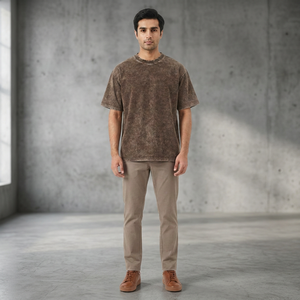 Camiseta de Manga Corta con Cuello Redondo, Estilo Desgastado, 270 g/m², 100% Algodón, Transpirable, Corte Regular, Unisex para Hombre, Venta al Por Mayor de Fábrica - Product Image 2