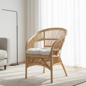 Silla de Bambú Fabiano, Elegante y Cómoda, Modular, con Asiento Acolchado, para Sala de Estar, Apartamento, Hotel, Espacios Exteriores y Hogar - Product Image 1