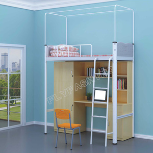 Prix bon marché Collège Travailleur Appartement Maison Dortoir Facile à Installer Métal École 2 Étudiants Stockage en bois Loft <span class=keywords><strong>Lit</strong></span> superposé <span class=keywords><strong>avec</strong></span> <span class=keywords><strong>bureau</strong></span> - Product Image 4