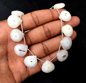 Natural White Solar Quartz Gemstone 21 Pieces Smooth <b>Heart</b> Shape Briolette Beads 2022 Popular for Jewelry Making - Product Image 4