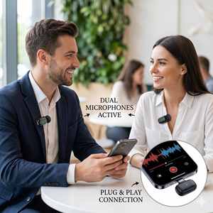 T80 <b>Wireless</b> Lavalier <b>Microphone</b> with 24H Battery Life Plug & Play USB-C for Smartphone Video Recording Live - Product Image 3