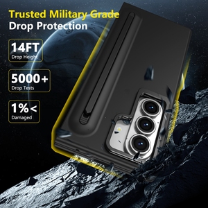 Funda Protectora Negra para Samsung <span class=keywords><strong>Galaxy</strong></span> Z Fold 8 <span class=keywords><strong>7</strong></span> 5, Carcasa Rígida de PC a Prueba de Golpes, Marco de Aluminio con Soporte - Product Image 3