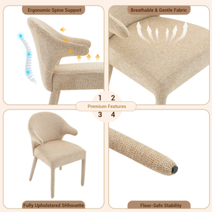Modern Convertible Boucle Fabric <b>Dining</b> <b>Armchair</b> Metal Legs High-Resilience Sponge for Home <b>Dining</b> Room Bedroom Hotel Use - Product Image 5
