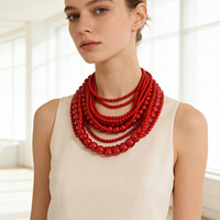 Collier ras du cou multi-rangs à perles fantaisie pour femme, coloré et épais, idéal pour les fêtes, les occasions formelles et les accessoires de mariée