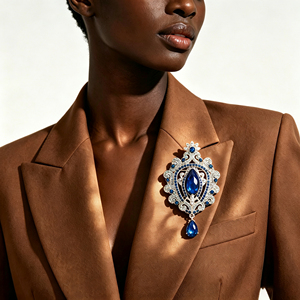 WAKYME Broche en alliage incrustée de cristaux, pendentif goutte d'eau, élégante broche en strass, accessoires de vêtements pour femmes - Product Image 1