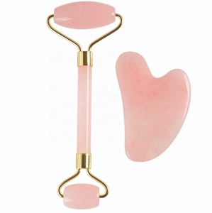 Ensemble de rouleaux Gua Sha pour le visage, rouleau Anti-âge, en Jade <span class=keywords><strong>Rose</strong></span> naturel et Quartz - Product Image 1