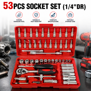 Jeu de clés à cliquet en acier à haute teneur en carbone de 53 pièces, boîte à outils combinée pour la réparation automobile et l'utilisation par les mécaniciens - Product Image 1